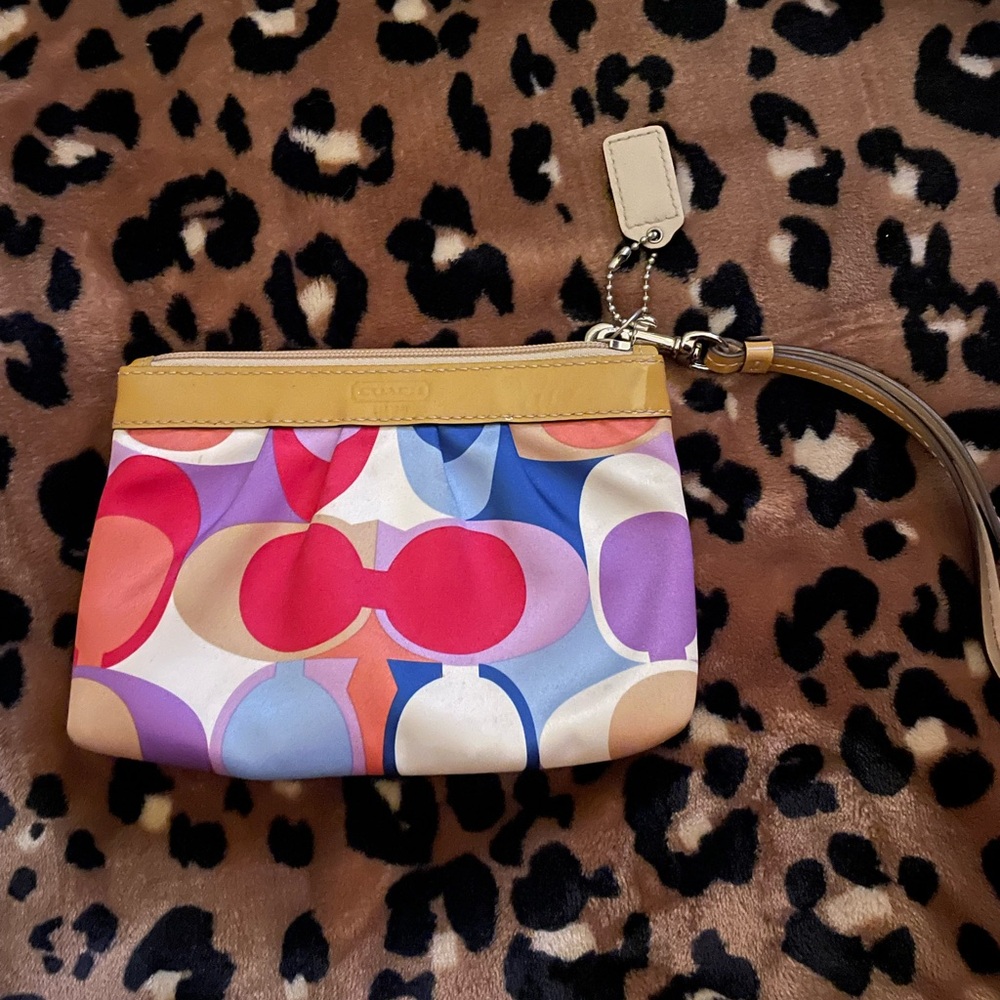 Multicolor coach wristlet